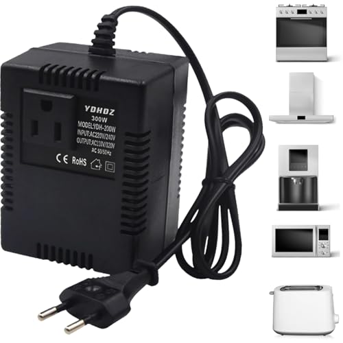 Spannungswandler Transformator 220V auf 110V: 300W Netzadapter Schritt Runter Stromkonverter, Reisestromadapter Spannungswandler, Transformator EU Stecker