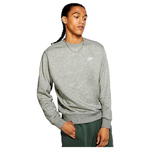 Nike Herren Sportswear Club Sweatshirt, Dk Grey Heather/Weiss, L