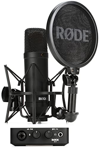 RØDE Komplettes Studio-Kit mit NT1 Kondensatormikrofon und AI-1 Audio-Interface für Musikproduktion, Gesangsaufnahme, Streaming und Podcasting, schwarz