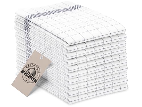 ZOLLNER 10er Set Geschirrtücher Baumwolle in 50x70 cm - super saugstarke und langlebige Küchentücher - waschbar bis 95°C – in grau weiß kariert - Gastronomiequalität - Oeko Tex® Zertifiziert