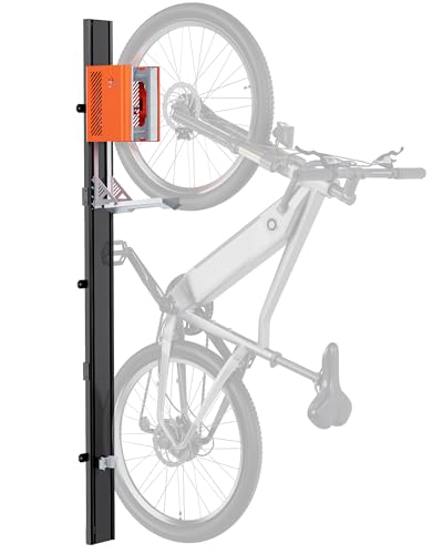 monTEK Automatischer Fahrradlift – Vertikaler Fahrradträger für schwere Fahrräder (bis 32 kg) – Einfache Montage, platzsparende Wandhalterung für Garage, Schuppen, Wohnung – Für 24-29