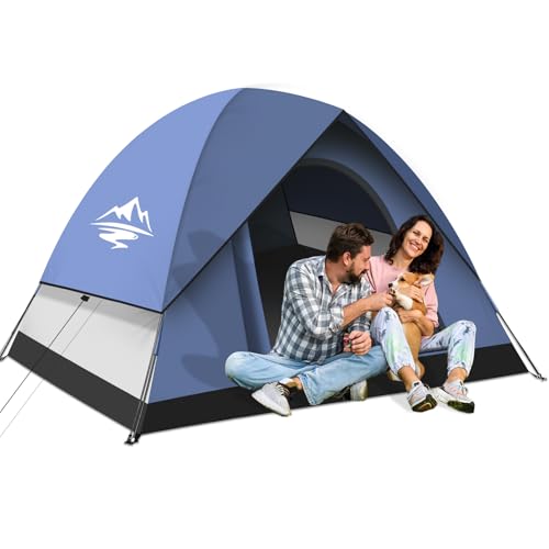 Zelt 2-3 Personen Camping Zelt - Ultraleichte Wasserdicht Kuppelzelte Winddicht 4 Saison, Doppelschicht Rucksack Zelte Für Trekking, Familien, Rucksackreisen, Festival, Outdoor