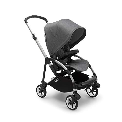 Bugaboo Bee 6, unser größter City-Kinderwagen, kleine Größe und kompaktes Design, leicht, einhändig zusammenklappbar, Aluminium-Chassis & graues Melange-Sonnenverdeck