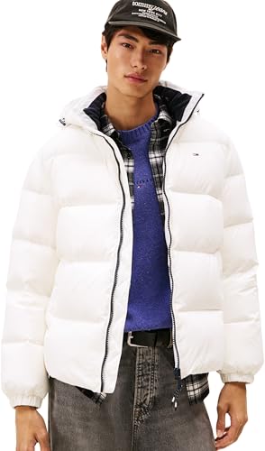 Tommy Jeans Herren Pufferjacke Essential Down Jacket Warm, Weiß (Ecru), M