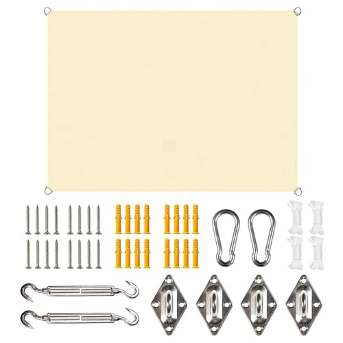 Sonnensegel 3x4m mit Befestigungs,Sonnensegel Rechteckig mit ösen,für Balkon UV Schutz Sonnenschutz Markise ReißFest Wetterfest,für Terrasse Garten Schwimmbad