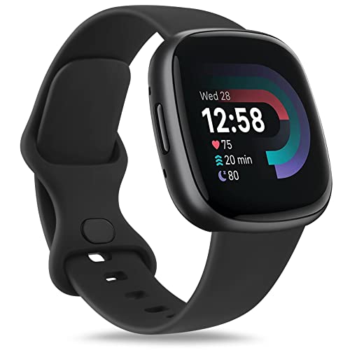 Oumida für Fitbit Versa 3 Armband/Fitbit Versa 4 Armband/Fitbit Sense 2 Armband Damen Herren, Weiches Sport Ersatz Armband Kompatibel mit Fitbit Versa 3/Versa 4/Fitbit Sense/Fitbit Sense 2(L,Schwarz)