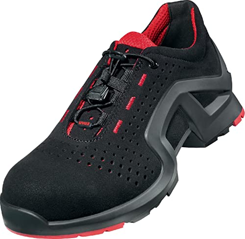 Uvex 1 x-tended Support Halbschuh, Sicherheitsschuhe S1 SRC, Arbeitsschuhe für Damen & Herren, Schwarz/Rot, Größe 42