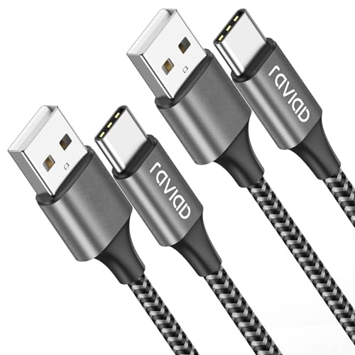 RAVIAD USB C Kabel [2Pack 2M] 3.1A Ladekabel USB C Schnellladekabel Nylon USB C Ladekabel für iPhone 17 16 15 Pro Max, Samsung Galaxy S24 S23 S22 S21 S20 Note 10, Huawei P60, Google Pixel, Xperia XZ