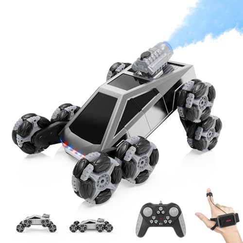 Ferngesteuertes Auto 8 Rad RC Stunt Car, 8WD RC Car, mit Handsteuerung & Fernbedienung, LED Licht Musik Sprühnebel, RC Car für Kinder 5 6 7 8 9 10 11 Jahre, geburtstagsgeschenk für Jungen und Mädchen