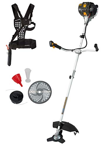 TEXAS Profi Benzin Motorsense BC358D 3in1 Rasentrimmer Freischneider Benzin 4-Takt | 35,8 CCM | 42 cm Arbeitsbreite | 8,2kg | höhenverstellbar | inklusive Tragegurt und viel Zubehör