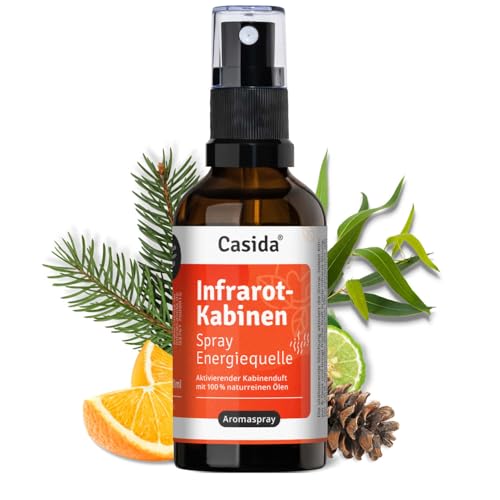 Casida Infrarotkabinen Spray Energiequelle – Kabinenduft mit 100% naturreinen ätherischen Ölen – vitalisierender Duft für die Infrarotsitzung - belebt Körper & Geist - 50 ml