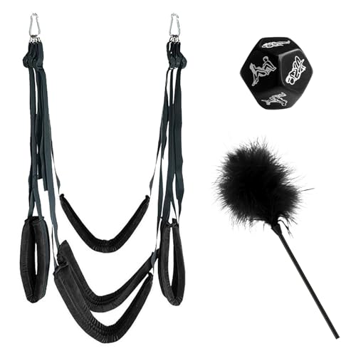 AMZII Liebesschaukel Sexschaukel für die Decke Tür,Sex Möbel BDSM Möbel Fesseln Sex Set mit 5 Extra Breite Polstern,Sex Würfel,Federkitzler,Love Swing Sex Kissen,Sex Swing Belastbar Bis 150kg