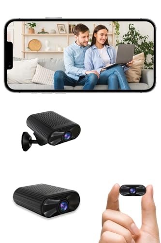cuoum Mini-Kamera – WLAN Camera mit Live-Übertragung per Handy-App – 4K HD Nachtsicht Kamera mit Bewegungserkennung, Mini Cam mit Akku & Cloud-Speicher (2,4 GHz WLAN)