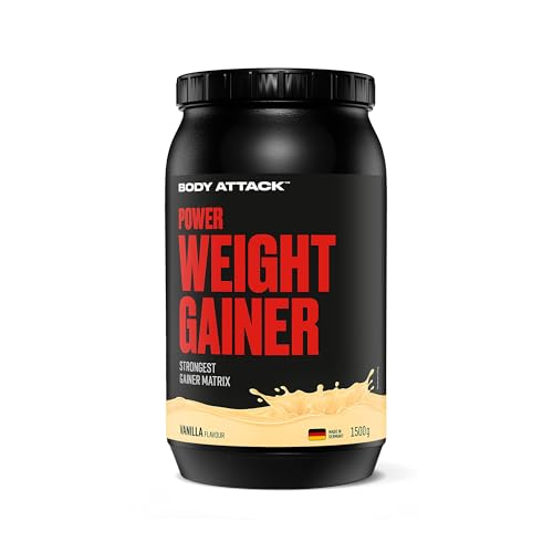 Body Attack Weight Gainer - Vanilla, 1,5 kg - 100% Masseaufbau, Kohlenhydrat-Eiweißpulver zum Muskelaufbau mit Whey-Protein, ideal für Hardgainer