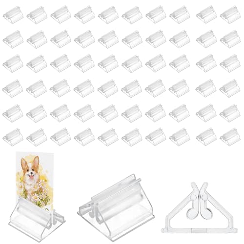 100 Stück Transparent Tischkartenhalter, Kartenständer Kunststoff, Plastic Game Card Stands, Klare Tischkartenhalter, Wiederverwe, für Brettspielmarker Visitenkarten Fotos Memos Party, für Büro Schule