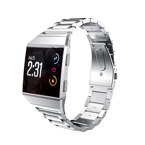 Gheper Metallarmband Kompatibel mit Fitbit Ionic Schnelle Einfache Passform Edelstahl-Armband Ersatz für ionic Smartwatch Zubehör