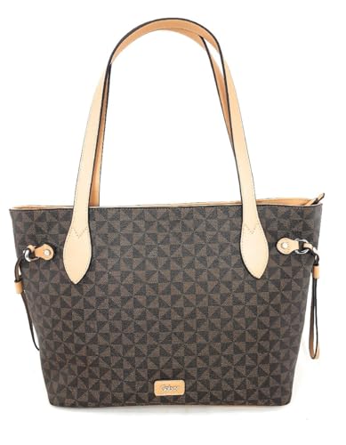 Gabor bags Barina Damen Shopper Umhängetasche Reißverschluss Groß Braun