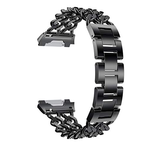 ibasenice Armband für Fitbit Ionic, Smart-Uhrenarmband Ersatzarmband verstellbares Armband zweireihiges Cowboy-Kettenarmband fit für Fitbit Ionic (schwarz)