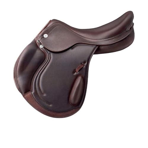 EQUIGEAR Zeitlos eleganter Hochleistungs-Allzweck-Springsattel aus Leder für Pferde – Komfortabler Reitsattel mit Stabiler Passform und robuster Qualität (17.5 inches)