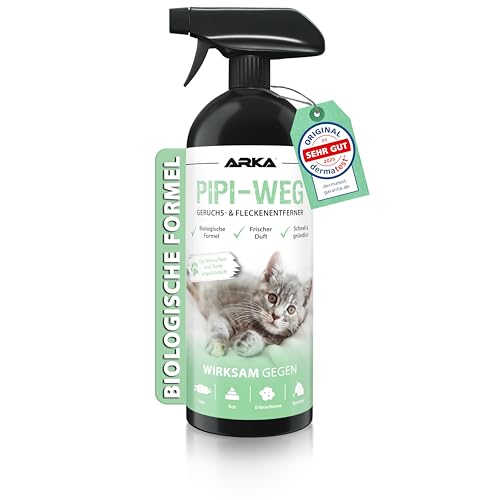 Enzymreiniger Katzenurin 750 ml – extrem stark gegen Katzenpipi, Uringeruch und Flecken – biologisch, tierfreundlich, geruchsneutralisierend – für Sofa, Teppich, Textilien, Auto, Katzenklo – Pipi-Weg