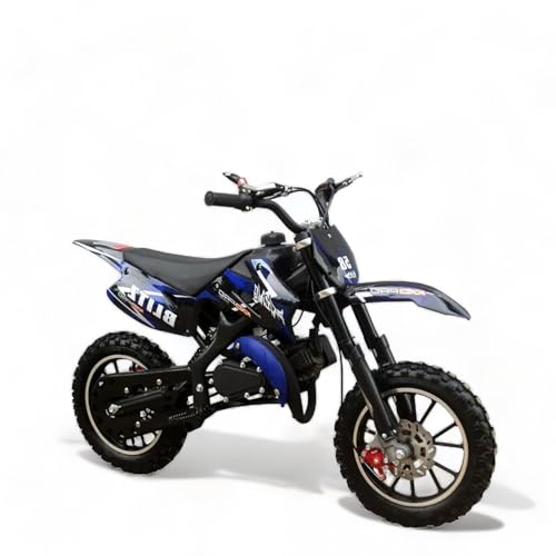 KXD 708A 49cc 2Takt Kinder Dirt Cross Pocket Midi Enduro Dirtbike Enduro Motocrossbike Motocross Motorrad Cross 60cm Sitzhöhe 10 Zoll Vorderrad Motor Pocketbike (blau, KXD 708A 49ccm 2T)