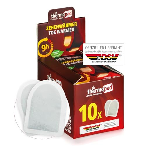THERMOPAD Zehenwärmer – DAS ORIGINAL: 10 Paar Wärmepads für 9 Stunden Wärme I Sofort einsatzbereite Fußwärmer I Extra Warmer Fusswärmer – ideal für Outdoor-Aktivitäten & Ski-Schuhe I Fuss-Wärmekissen