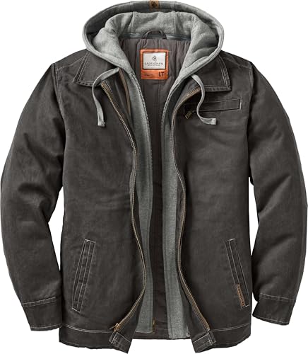 Legendary Whitetails Herren Dakota Wintermantel, Durchgehender Reißverschluss, Robuste Gewachste Baumwoll-leinen-Oberbekleidung, mit Kapuze, Trucker, Western-Stil Jacke, Tarmac, XL Tall
