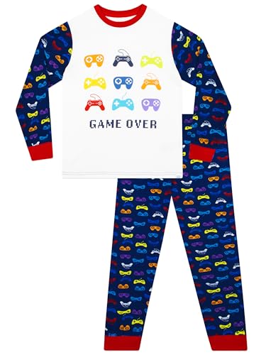 Harry Bear Schlafanzug Jungen | Gaming Schlafanzüge Für Jungen | Kuschelige Passform Pyjama Kinder Junge | Blau 146