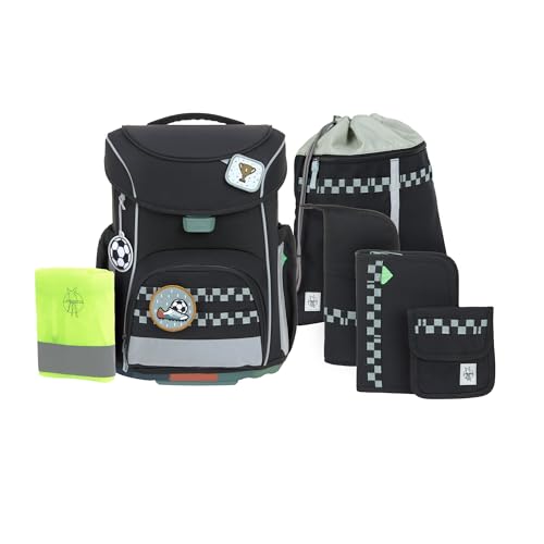 LÄSSIG 7-teiliges Schulranzen Set Kinder/School Set Slim Unique Black