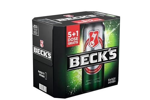 BECK'S Pils Dosenbier, 5+1 gratis Dosen-Set, EINWEG (5+1 x 0.5 l), Pils Bier