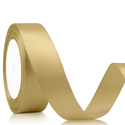 Geschenkband Satinband 22m, 20mm Breit Geschenkband, Golden Schleifenband für Hochzeit, Bastelarbeiten und Geschenkverpackung Hochzeitsdekoration (Golden)