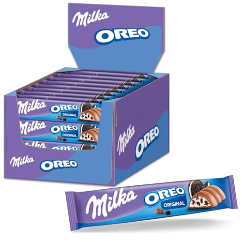Milka Schokoriegel – Alpenmilch-Schokolade mit Kakaokeks-Stücken und feiner Milchcrèmefüllung – 36 x 37g