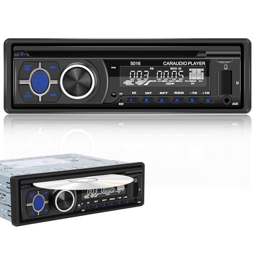 Podofo 1 DIN Autoradio FM/AM Radio, DVD/CD Player Bluetooth Musik Freisprecheinrichtung Telefonanruf Unterstützung APP Locate EQ USB/TF Eingang Auto MP3 Player