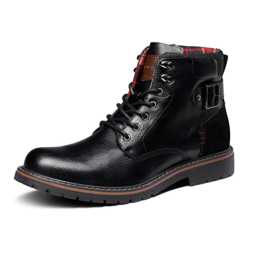 Bruno Marc Herren Motorrad Stiefel Schnürstiefel Klassische Chukka Boots Biker Freizeitschuhe,Size 45,Schwarz,SBBO2215M-E