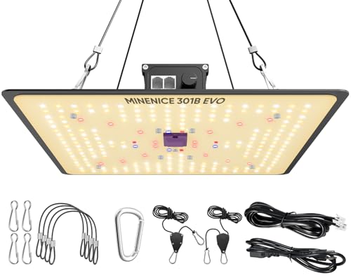 MINENICE M1000 Grow Lampe LED: Pflanzenleuchte LED Vollspektrum, Dimmbare Pflanzenlampe mit Serien-Schaltung für Innengarten, Dimmen 0%-100% 100W Grow Light für 60x60cm Growzelt