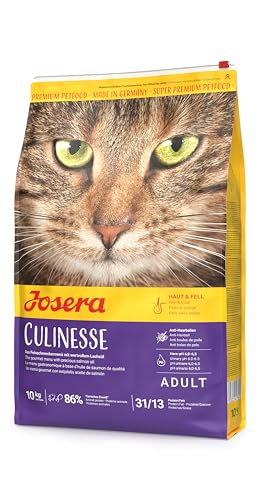 JOSERA Culinesse (1 x 10 kg) | Adult | Premium Trockenfutter für ausgewachsene wählerische Katzen | Lachs & Geflügel | gut verträglich | moderater Fettgehalt | weizenfrei | Katzenfutter | 1er Pack