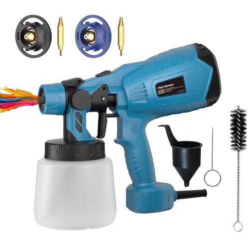 700W Farbsprühsystem HVLP Lackierpistole Elektrisch mit 2 Düsen und 3 Sprühmuster, 1000ml Verstellbarem Farbfluss Farbsprühgerät für Zäune, Schränke, Wände, Decken, Möbel