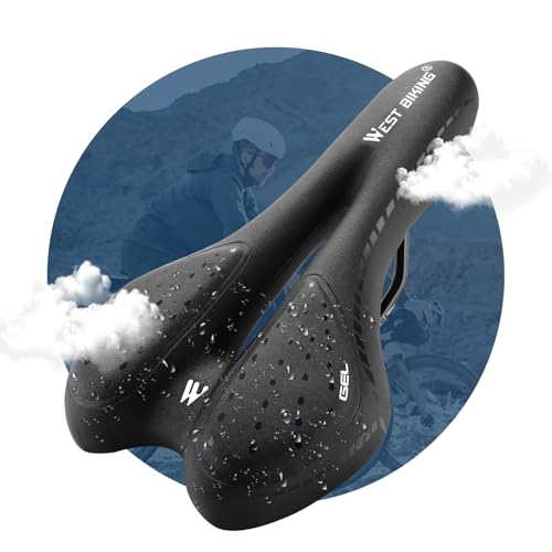 LuTuo Bequemer Fahrradsattel Herren Damen, weich Gel Fahrradsitz, Hohl Ergonomisch Sport Tourensattel Gepolstert für Mountainbike Rennrad BMX Dirt MTB City E Bike (schwarz)