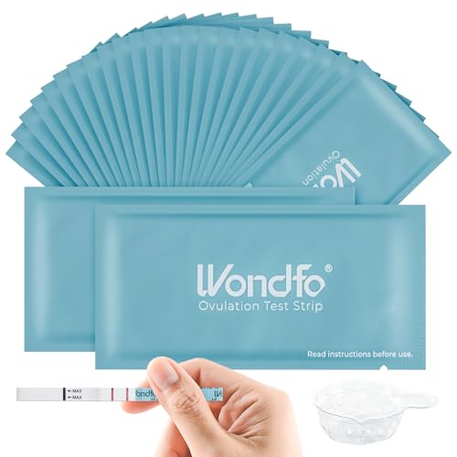 Wondfo Ovulationstest 25 Kinderwunsch Fruchtbarkeitstest für Frauen 25 miu inkl. 25 Urinbecher Eisprung Test mit Aufzeichnungskarte, Leicht Abzulesen