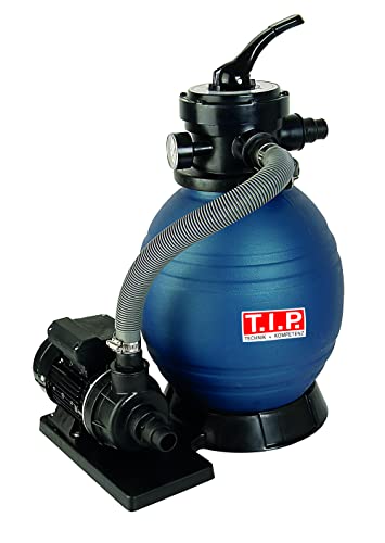 T.I.P. SPF 180 Sandfilteranlage, Poolfilter 250 W, max. 7.900 l/h Förderleistung, 4.500 l/h Filterleistung, 6 m Förderhöhe, 0,6 bar, 4-Wege-Ventil, für Pools bis 20 m³, Schlauchanschluss 32/38 mm