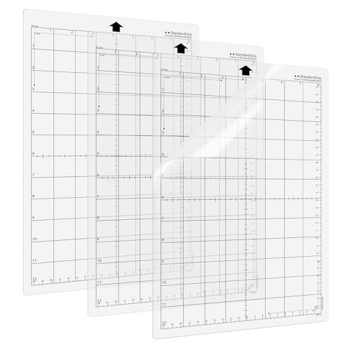 Prime Vinyl Schneidematte für Silhouette Portrait Ersatz Schneidematte,3 Stück Standard Griff 30,5 x 20,3 cm,gerasterte, selbstklebende, Schneidematten-Set.