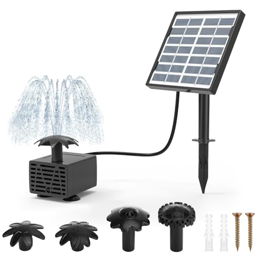 Kasanni Solar Springbrunnen fur AußEn 2.5w Solarbrunnen fur Draussen Teichpumpe Solar Solarspringbrunnen Aussen Solar Brunnen fur Draussen mit 4 DIY FontäNenstile, fur Garten,Vogelbad,Teich