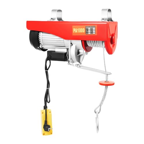 CHIMHOON 800/1000kg Elektrischer Flaschenzug Kran Winde, Motorwinde, Elektrischer Kettenflaschenzug, Seilhebezug, Seilwinde, Seilzug Winde Kran, für Haus, Werkstatt, Garage (PA1000)