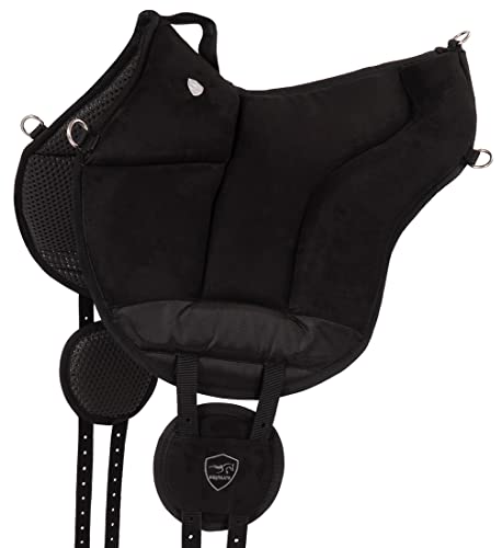 Equinate Reitpad Toledo aus Mikrofaser Schwarz - Bareback Pad mit pflegeleichter Neopren Unterseite - Reitkissen Baumloser Sattel