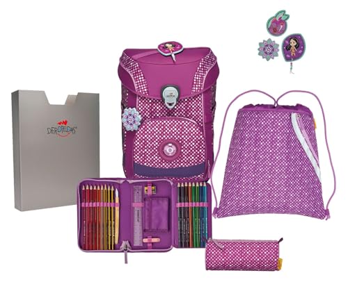 DerDieDas ErgoFlex Easy Schulranzenset 5-teilig Purple Dots