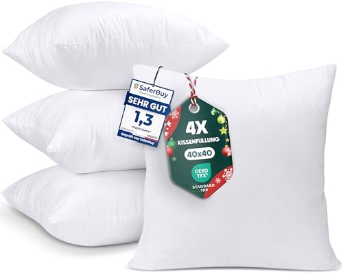 Utopia Bedding 4er Set Kissenfüllung 40 x 40 cm, Innenkissen Füllkissen Kopfkissen Sofakissen (Weiß)