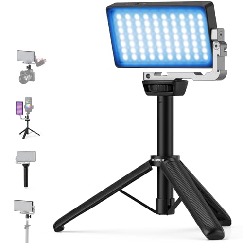 NEEWER 12W RGB Videolicht LED Panel Key Light Streaming On Camera Selfie Licht 2500K-10000K CRI97+ App/2.4G Steuerung 4300mAh Akku Tischstativ für Vlogging Videoaufnahmen Podcast SL90