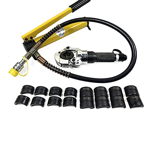 LKHDONG 6T Hydraulische Presszange V Kontur Hydraulik Crimpzange-360 °Drehbarer Kopf Radialpresse Kupferrohr Presszange mit TH-Kontur V-Form 12-28 mm, TH-Form 16-32 mm