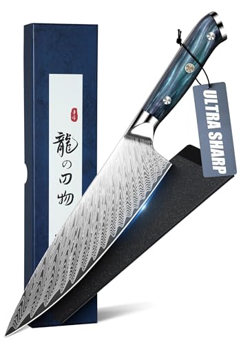 DRAGON RIOT Kochmesser profi Messer, Fleischmesser extrem Scharf, Japanisches Küchenmesser mit Geschenkbox, Handgeschmiedete Messer