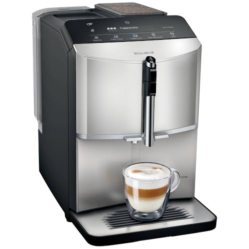 SIEMENS Kaffeemaschine – EQ300 S300 – 5 Getränke, 250 g Bohnenbehälter, 1,4 l Wassertank, Sensorleiste mit LCD-Bildschirm